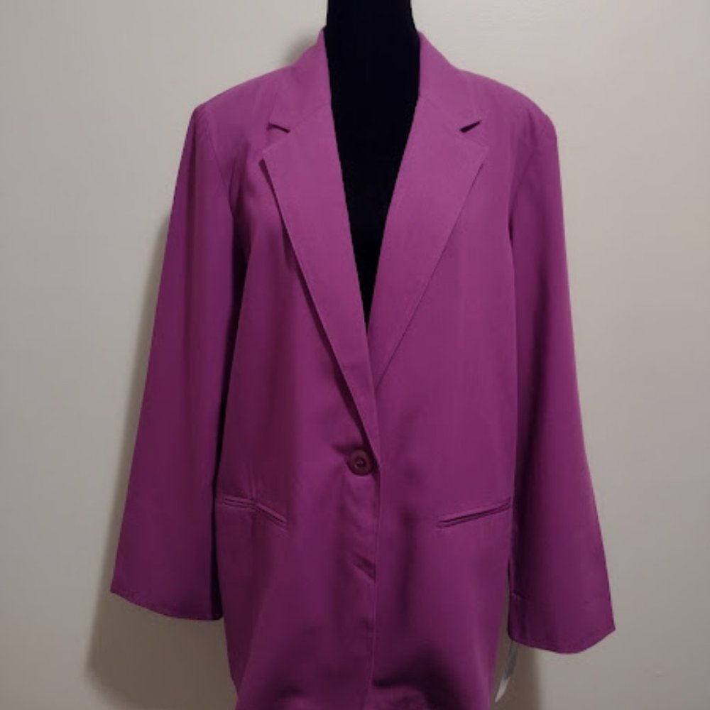 Sag Harbor, Purple Color Jacket, 1-Front Button, Size-14, New
